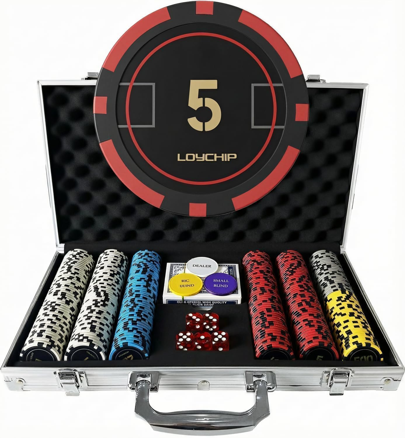 LOYCHIP 300pc Poker Chip Set 11.5g Numbered Aluminum Case Texas Holdem