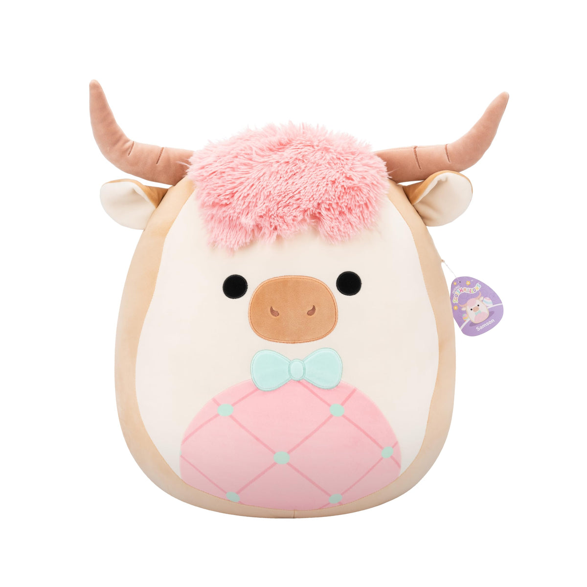 Squishmallows Original 20in Samson The Cookie Highland Cow with Bowtie - Official Jazwares Easter Plush (Jumbo)