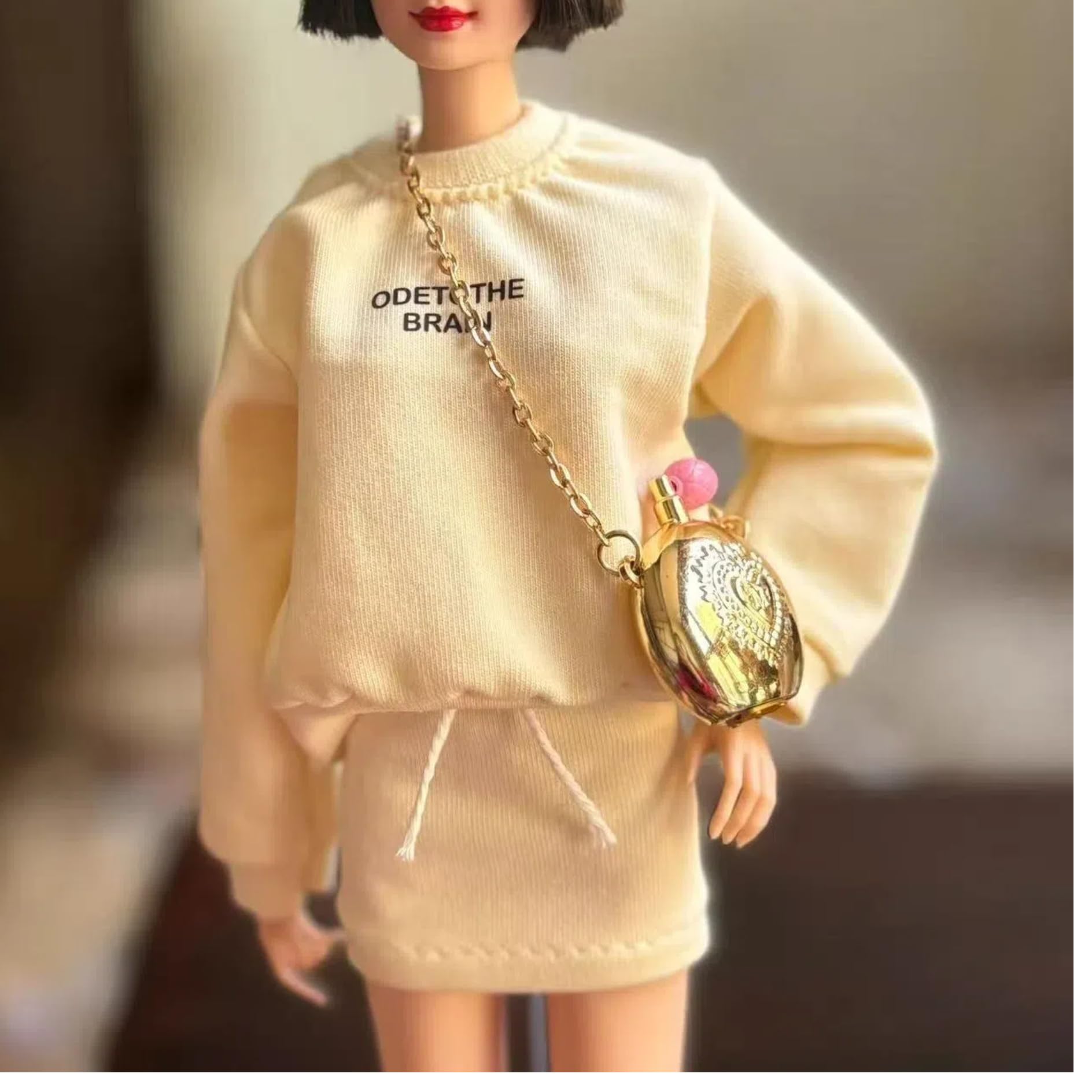 3-Piece Fashion Doll Outfit Set, Sweater with Short Skirt and Shoes, 11.5 inch Doll or BJD (Egg Yellow)