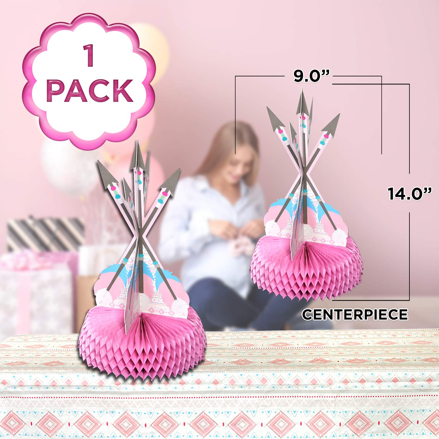 Havercamp Adventure Begins Pink Arrow Table Centerpiece Large 16” Birthdays, Gender Reveals, Showers