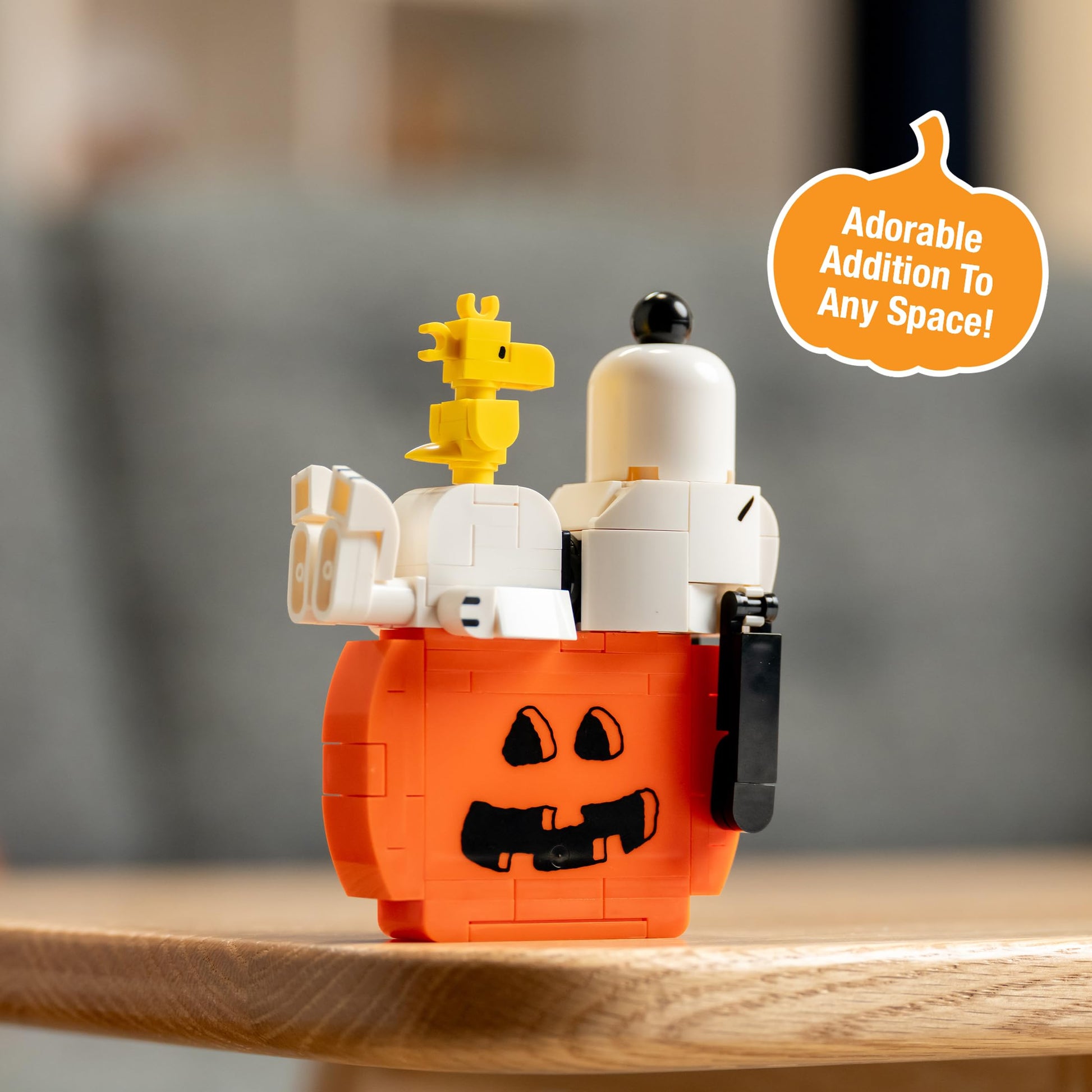Brickcraft Peanuts Snoopy on Pumpkin Brick Building Set, 112 Pieces | DIY Halloween & Fall Block Kit Thanksgiving Jack-O’-Lantern Display, Collectible