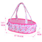 Young Buds Baby Doll Cradle Bassinet Portable Doll Carrier Carry Bag,Doll Accessories Playset,with Soft Pillow Quilt Blanket Bear,for 8-9-10-11-12