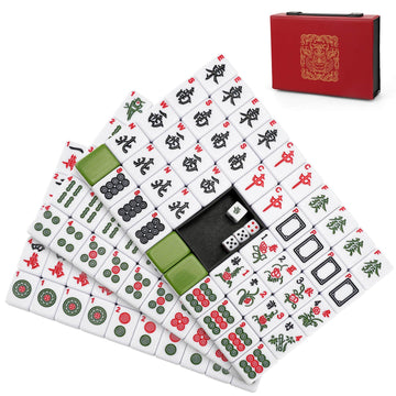 Aceshmir Mahjong Tile Set, 146pcs Chinese Mahjong Set Quality Mah Jong Tiles with Exquisite Storage Box Easy to Carry, Instructions Include Mah Jongg