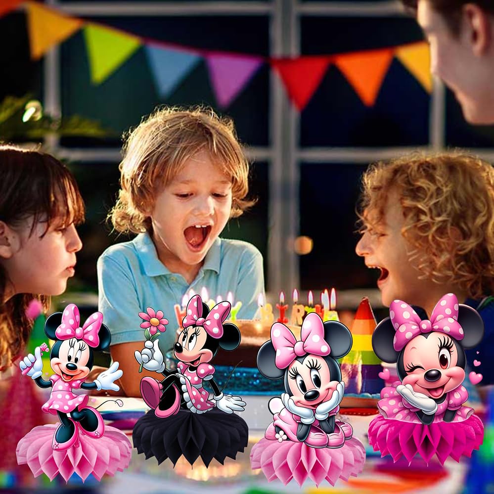 8Pcs Minnie Table Centerpiece Birthday Party Supplies Double Side Table Decorations for Minnie Themed Party Decorations