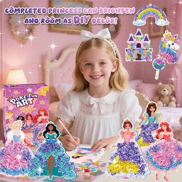 QLKYTALA Poke Poke Art Kits for Girls - Arts and Crafts for Kids 4-8 - 4 5 6 7 8 9 10 Year Old Girl Birthday Gifts - Princess Dress-Up DIY Creative