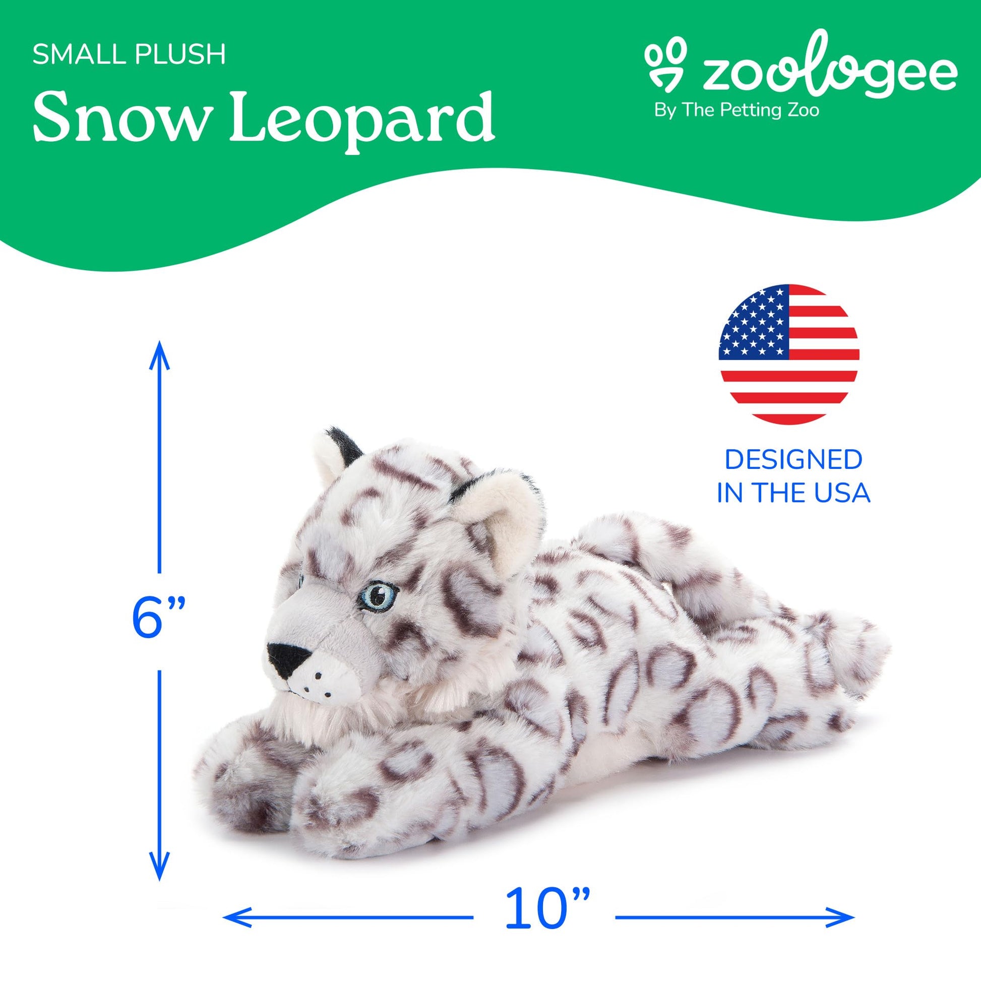 The Petting Zoo Snow Leopard Stuffed Animal Plushie, Gifts for Kids, Earth Keeperz Wildlife Animals, Zoologee Snow Leopard Plush Toy, 10 inches