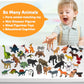 Montessori Safari Animal Matching Game, 12PCS Realistic Zoo Animal Figurines with Flash Cards, Preschool Science Educational Learning Toys