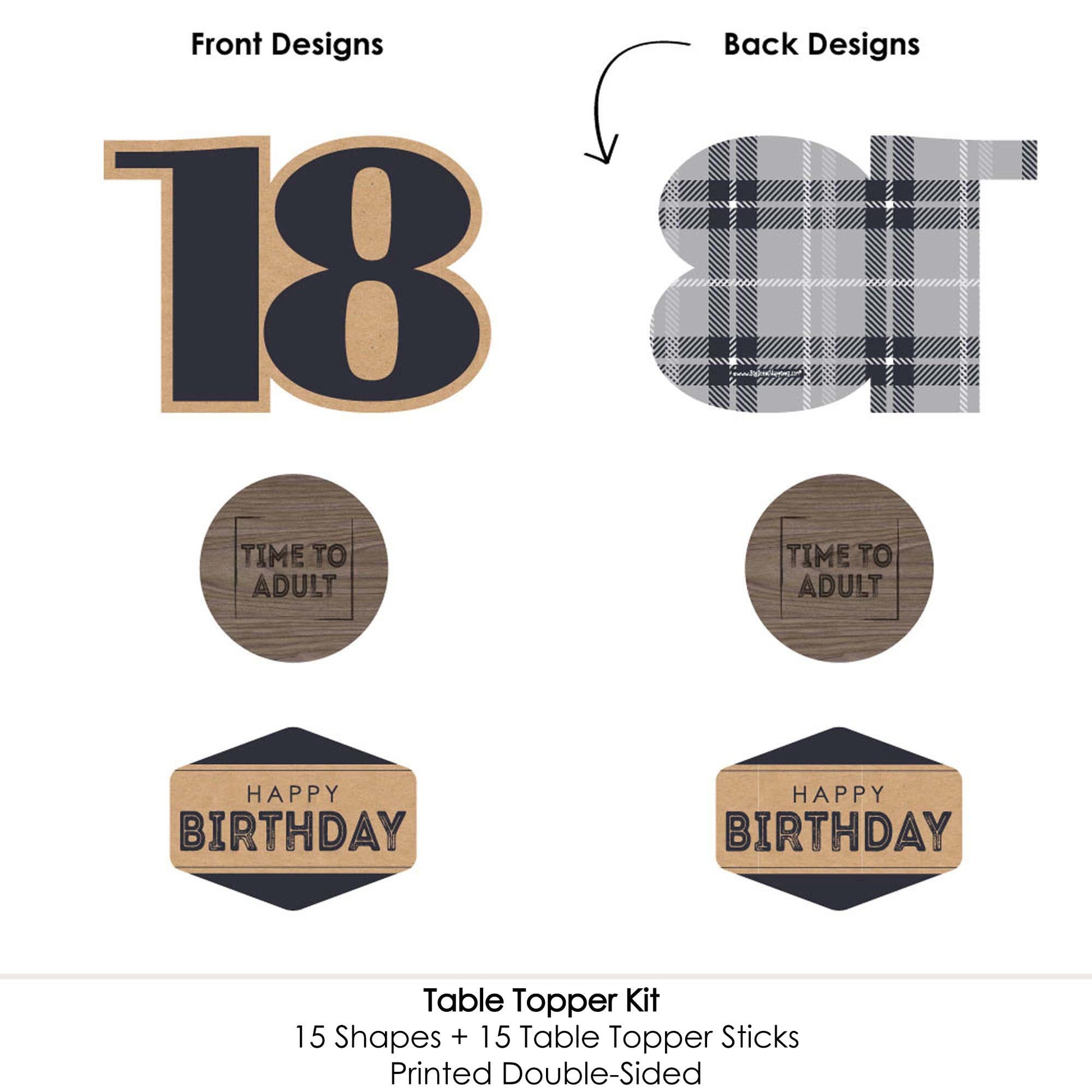 Big Dot of Happiness 18th Milestone Birthday - Birthday Party Centerpiece Sticks - Table Toppers - Set of 15