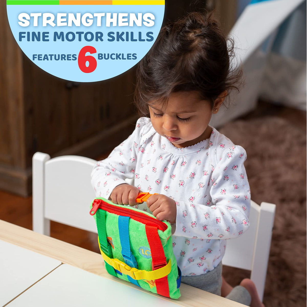 Buckle Toys - Buster Square - Learning Activity Toy - Develop Fine Motor Skills and Problem Solving - Easy Travel Toy - Educational Classroom Must