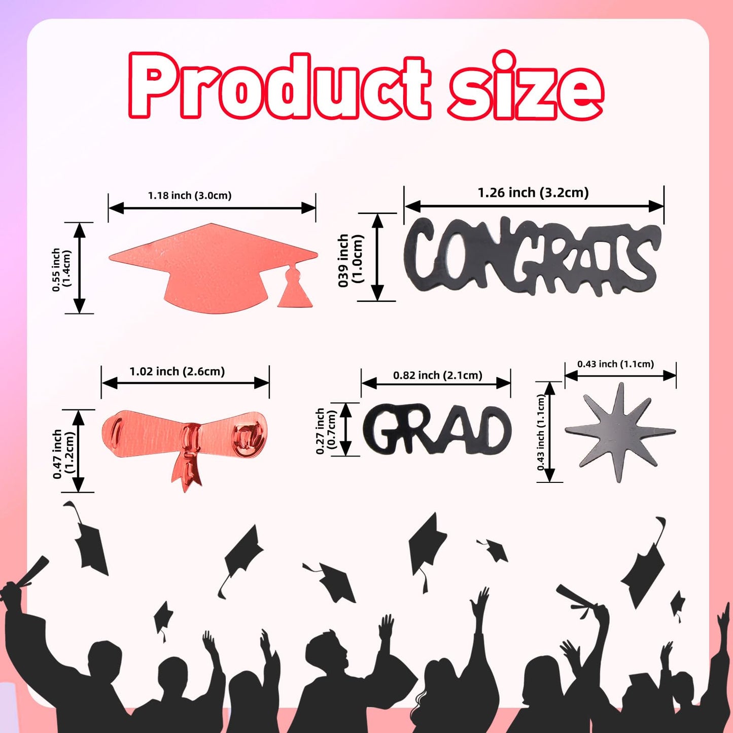 Red and Black Graduation Confetti 2026, 1000 Pcs Class of 2026 Table Centerpiece Grad Confetti for 2026 Graduation Party Decorations Supplies