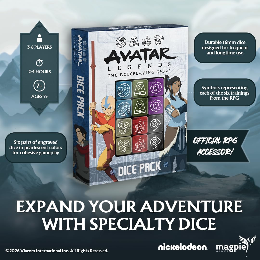 Magpie Games Avatar Legends The Roleplaying Game: Dice Pack, 12 Engraved D6