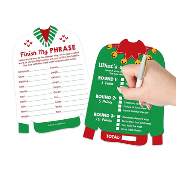 Big Dot of Happiness Ugly Sweater - 2-in-1 Holiday and Christmas Party Cards - Activity Duo Games - Set of 20