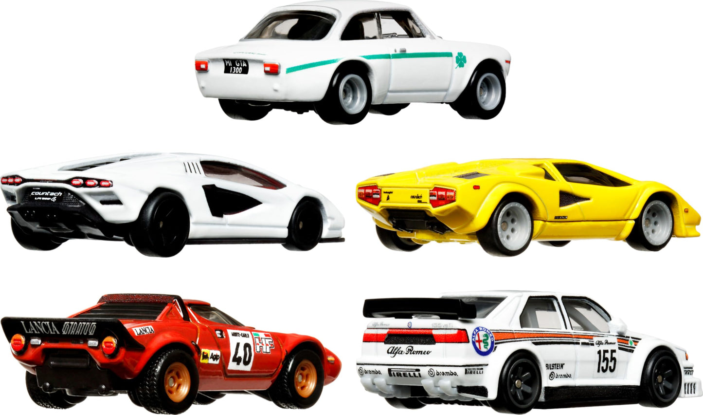 Hot Wheels Premium Car Culture Set of 5 Toy Cars in Collectible Container, Che Figata Die-Cast 1:64 Scale 5-Pack