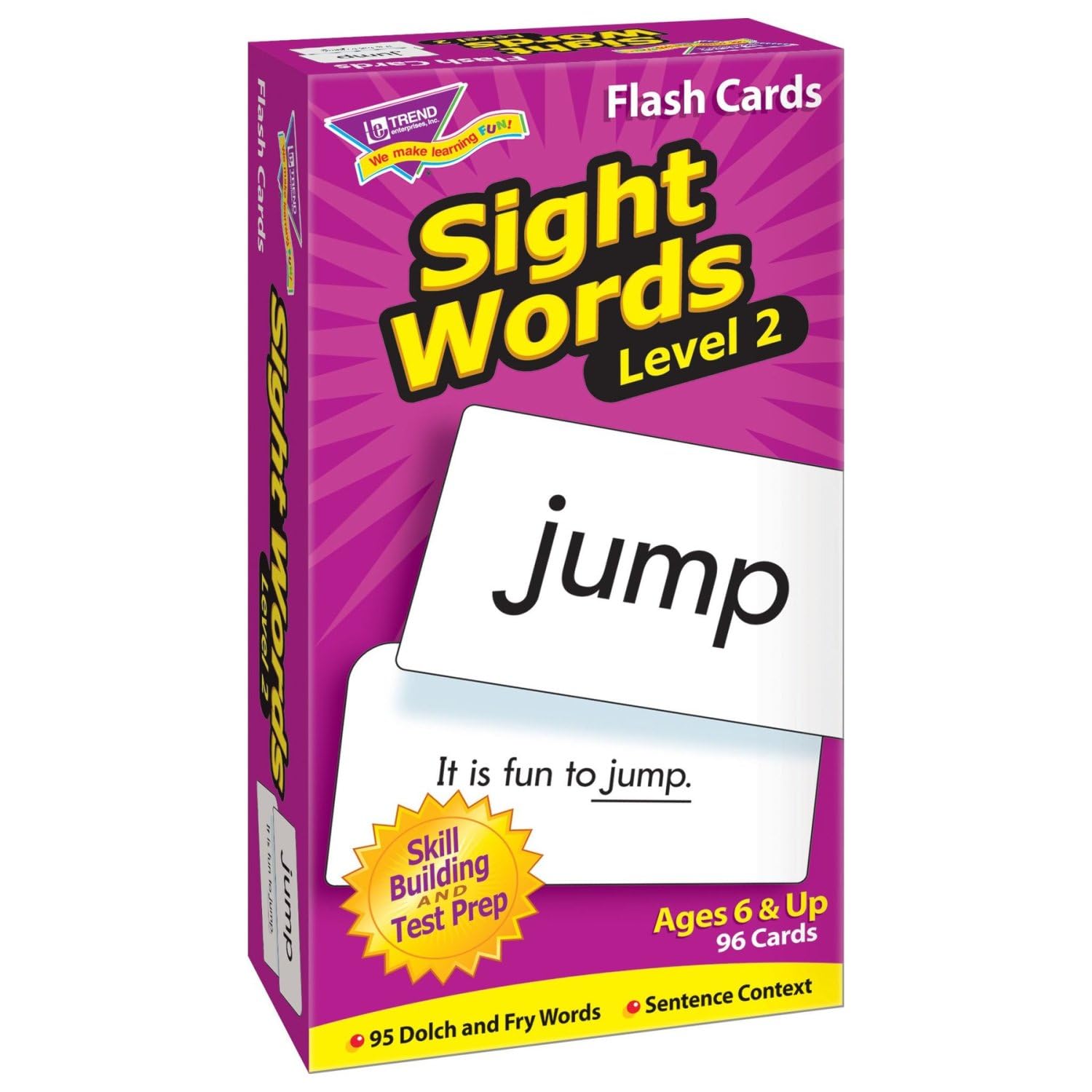 Trend Enterprises: Sight Words Level 2 Skill Drill Flash Cards, Dolch and Fry Words, Sentence Context, Great for Skill Building and Test Prep, 96