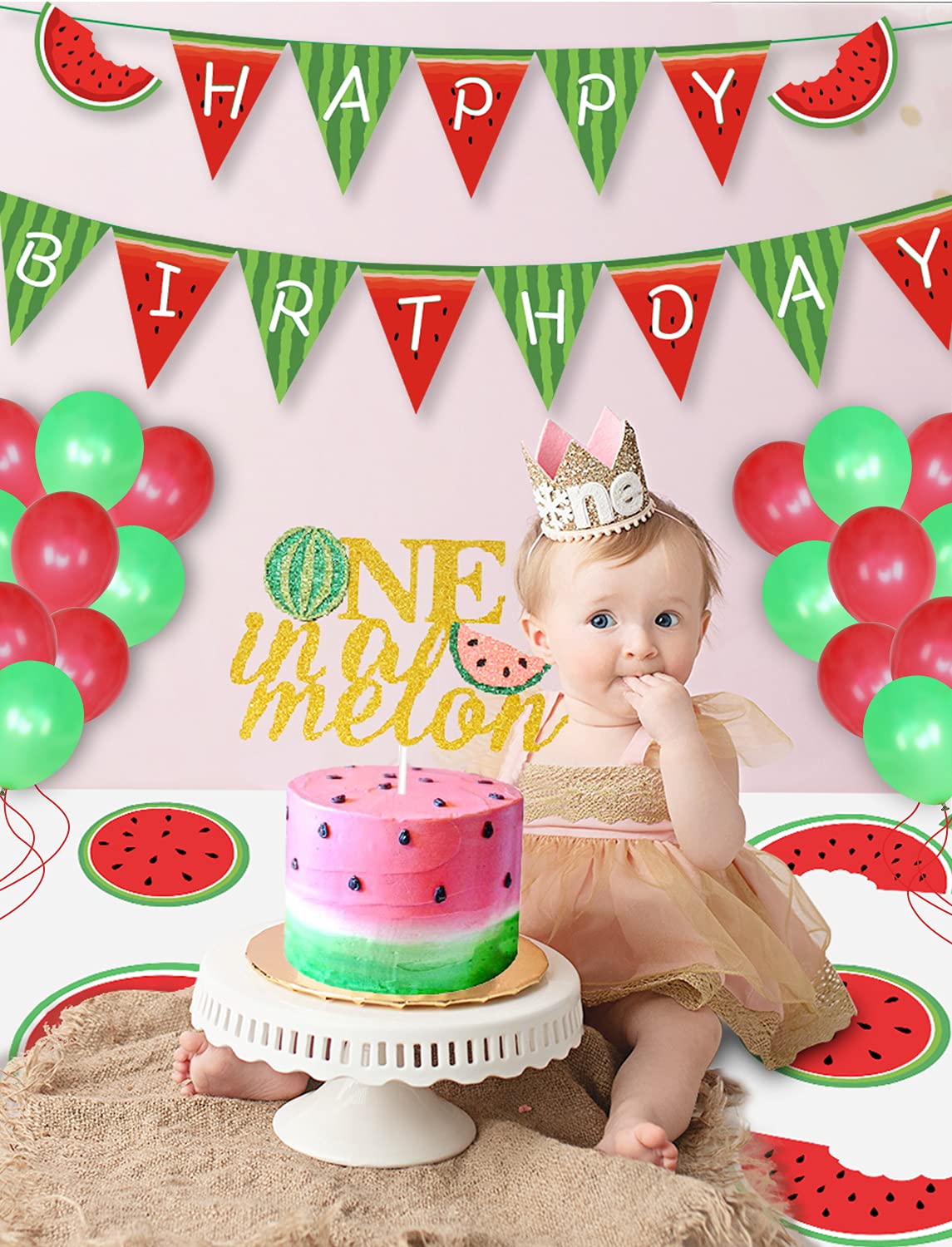 JHkim Watermelon Tablecloth for Party - 2 Packs 52" X 87" Watermelon Party Supplies, Watermelon Disposable Tablecloths, one in A Melon Party