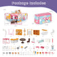 MITCIEN Dollhouse Playset, DIY Pretend Portable Caravan Camper Bus Toy Kit with Little Critters Bunny Dolls Mini Cottage House Set Camping Family Toys