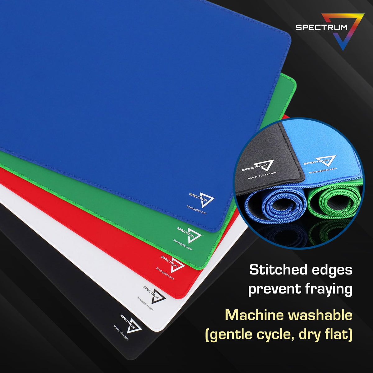 BCW Spectrum Playmat - Red (24" x 14") | Stitched Edges for Durability | Ideal for TCG, Tabletop Gaming & Magic: The Gathering