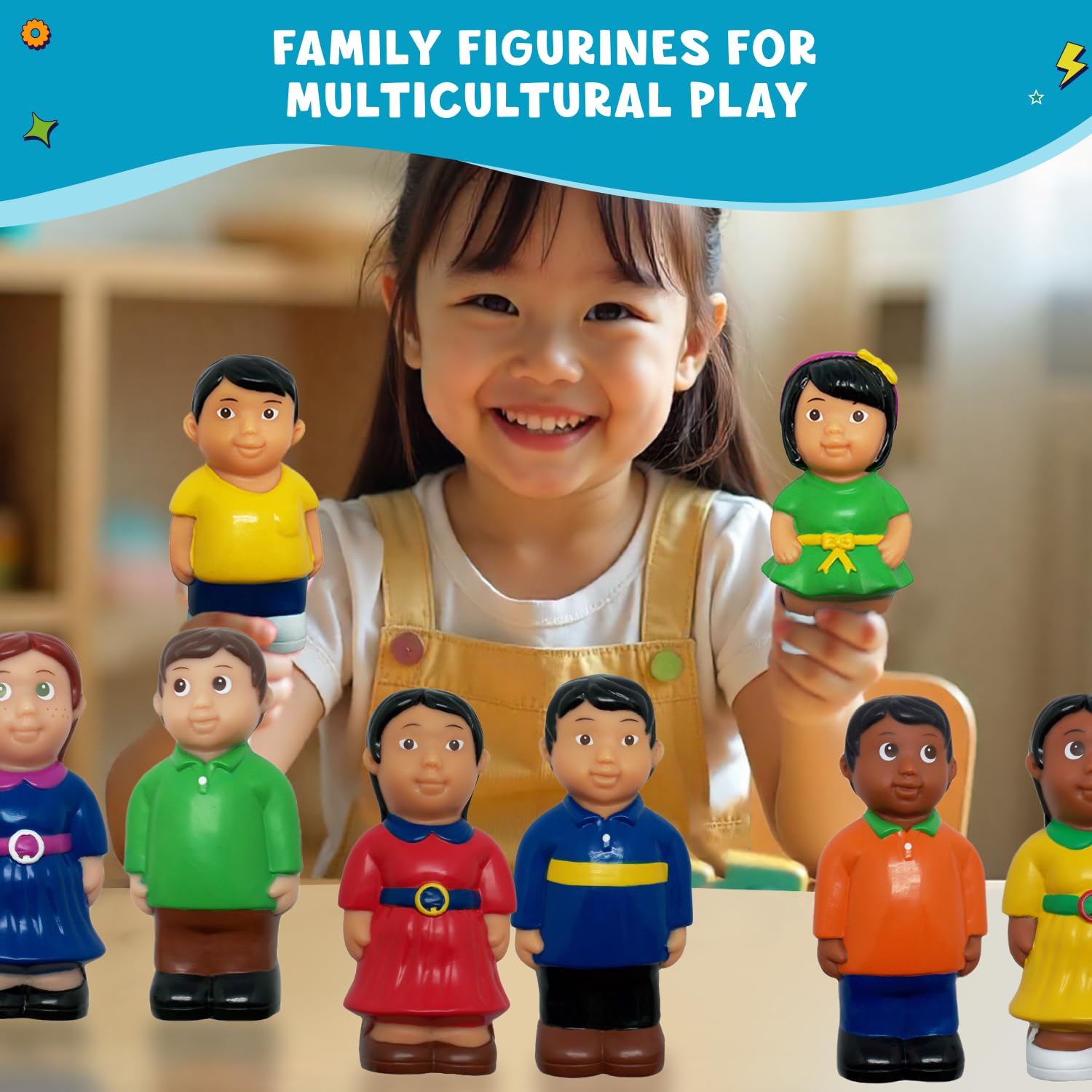 Get Ready Kids Multicultural Family Figures Set of 16-5 inch Diversity