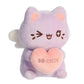 Aurora Enchanting Tasty Peach Candy Heart Meowchi Stuffed Animal - Bright & Colorful Design - Showpiece Plush - Lavender 7 Inches