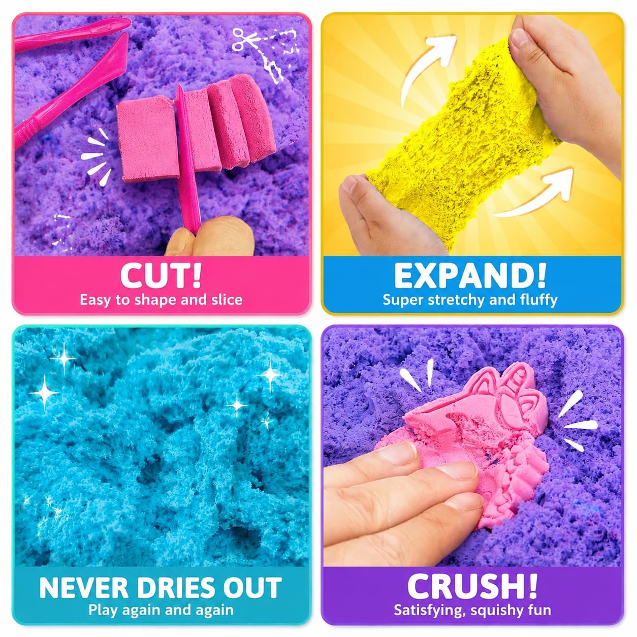 Carolart Stretchy Sensory Sand, Soft Cloud Sand, Play Sand Refill for Kids