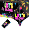 1 Pack Let's Glow Tablecloth- Neon Party Table Cover, Disposable Plastic Rectangle Glow in the Dark Tables Cloth for Neon Black Light Glow Party