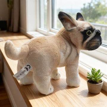 Roqei Realistic French Bulldog Stuffed Animal - Soft Dog Plush Toy, Cute Frenchie Puppy Doll for Kids, Dog Lovers & Gifts, Lifelike Design, 9 inches