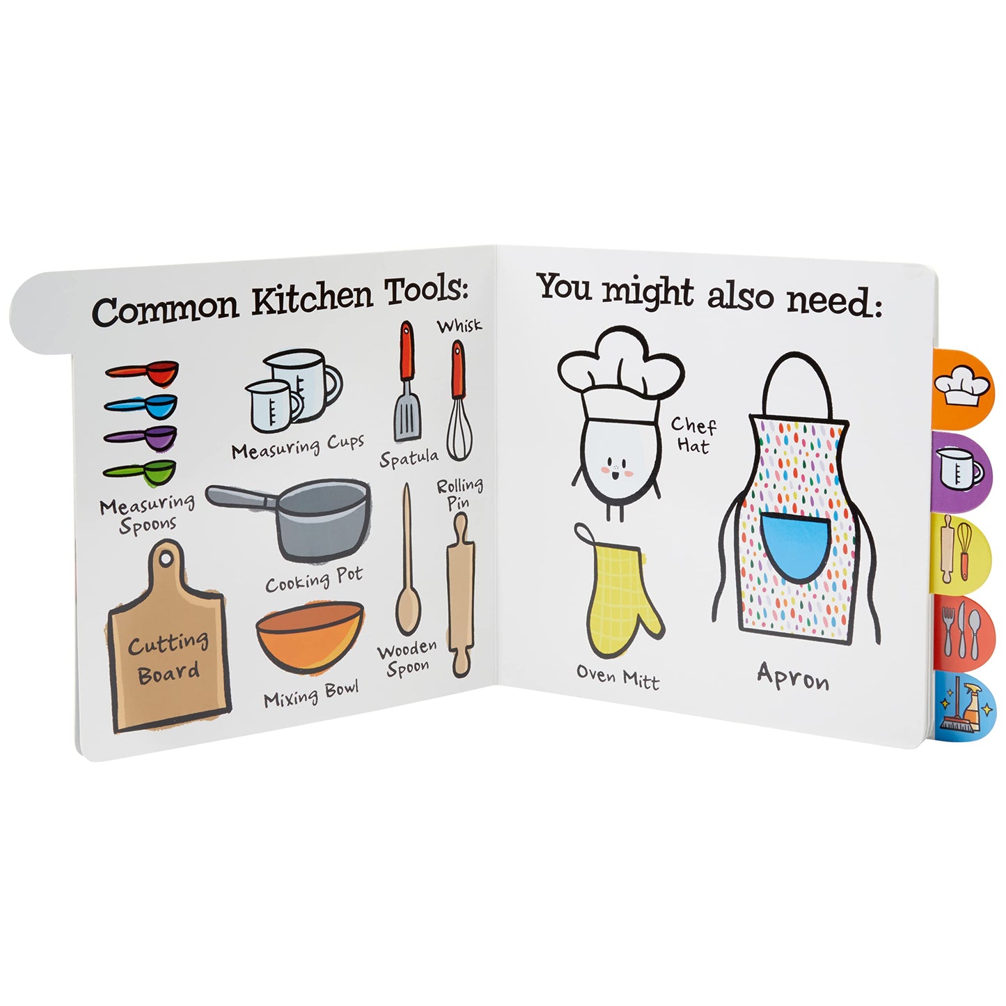 C.R. Gibson BBBT-24941 Kids in The Kitchen Tabbed Board Book for Toddlers, 6 Pages and 7.5" x 7.5", Multicolor