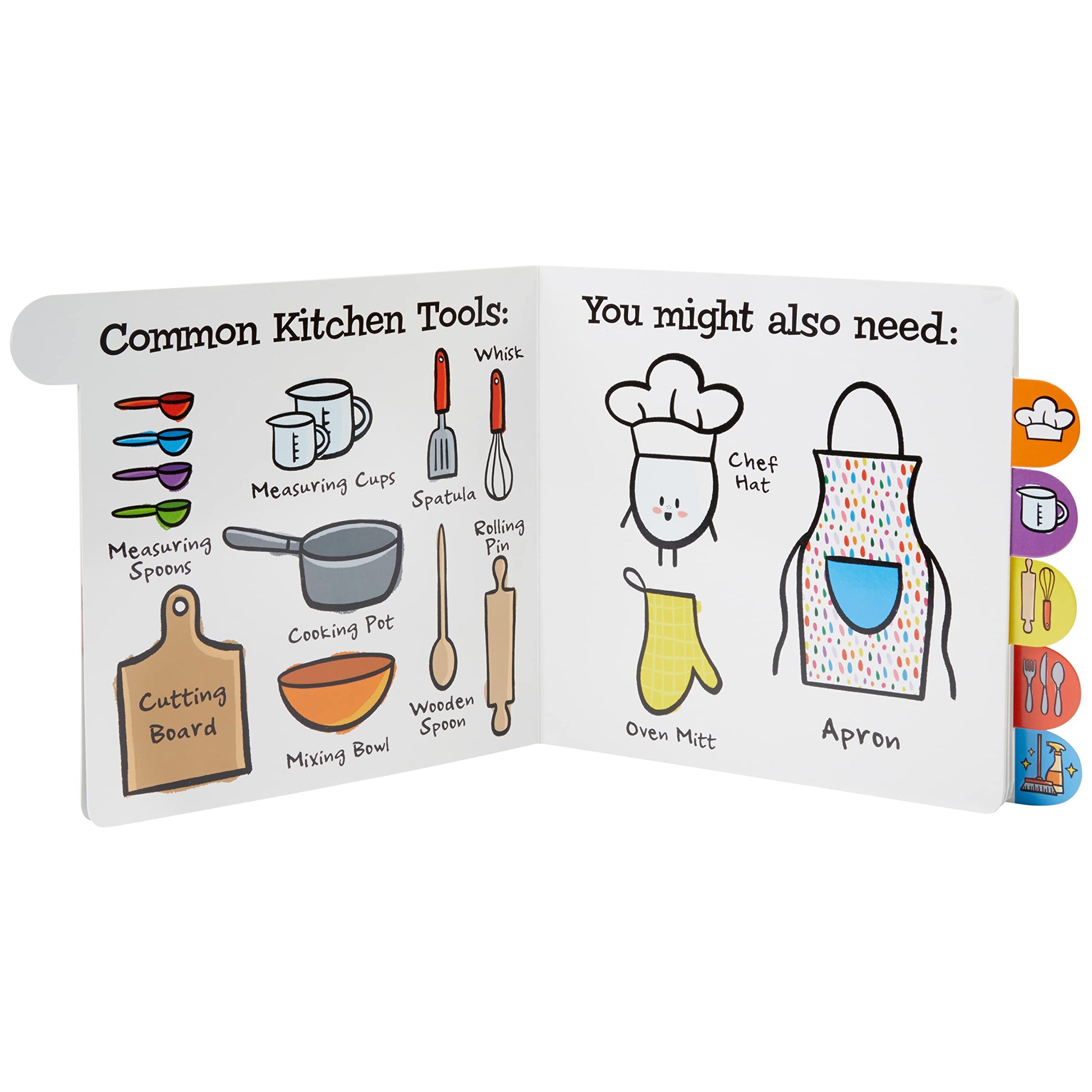 C.R. Gibson BBBT-24941 Kids in The Kitchen Tabbed Board Book for Toddlers, 6 Pages and 7.5" x 7.5", Multicolor