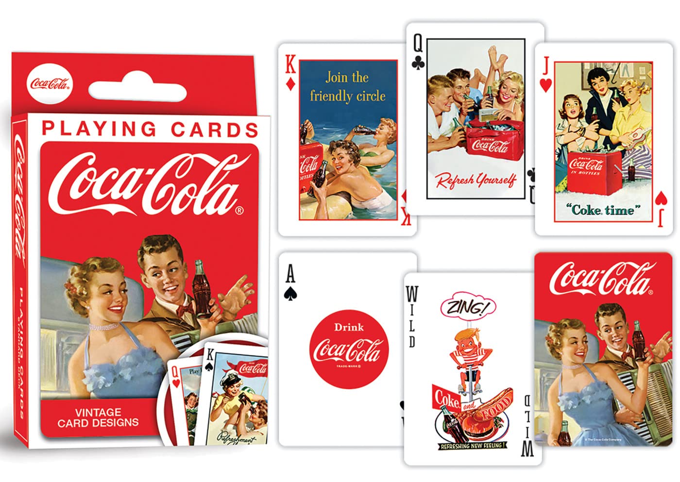 MasterPieces Family Games - Coca-Cola Vintage Ads Playing Cards - Officially Licensed Playing Card Deck for Adults, Kids, and Family