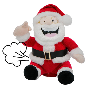 4E's Novelty Animated Santa Claus Plush, Makes Gas Sound, Talking Christmas Bear Plush Toys for Kids 8" Funny Christmas Stuffed Animals Gag Gifts