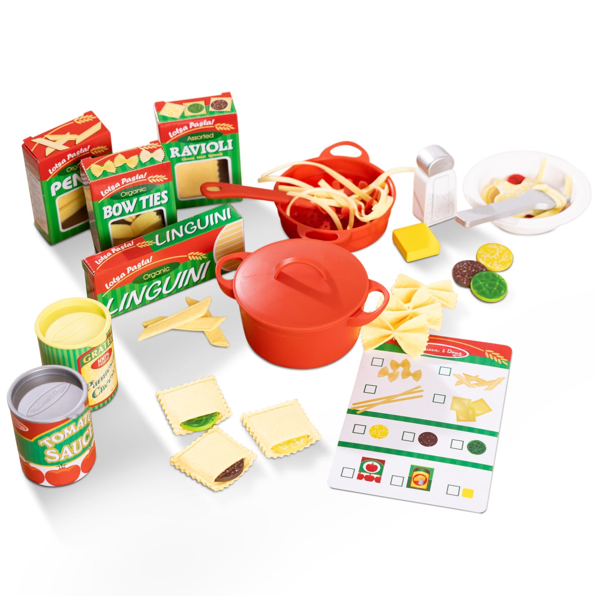 Melissa & Doug Prepare & Serve Pasta Set with Toy Food & Kids Play Kitchen Accessories, Montessori-Inspired Preschool Learning Toys for Girls & Boys