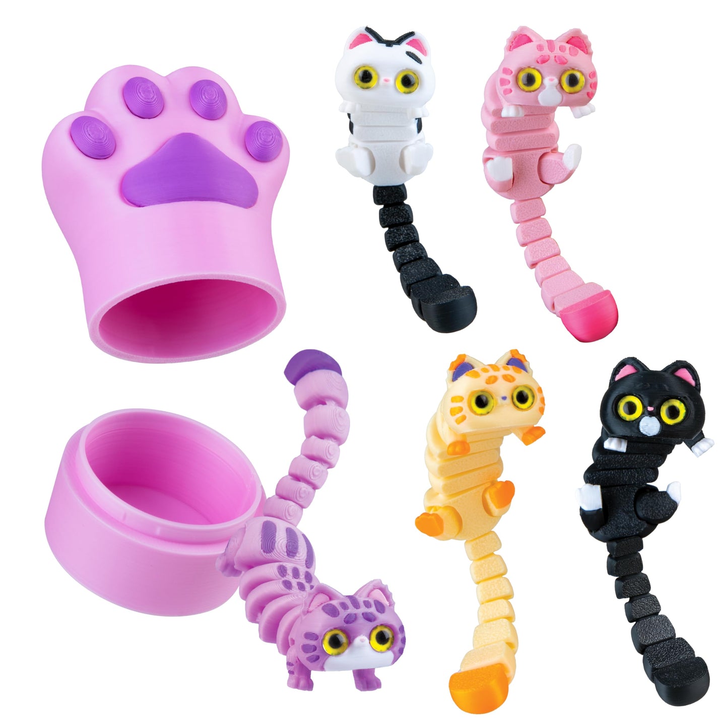 Lana's Life 3D Printed Flexi-Kitty Blind Box Cat Paw (Purple) - 1 Individual Purple Paw Containing 1 Randomly Assorted Collectible 3D Printed Flexible