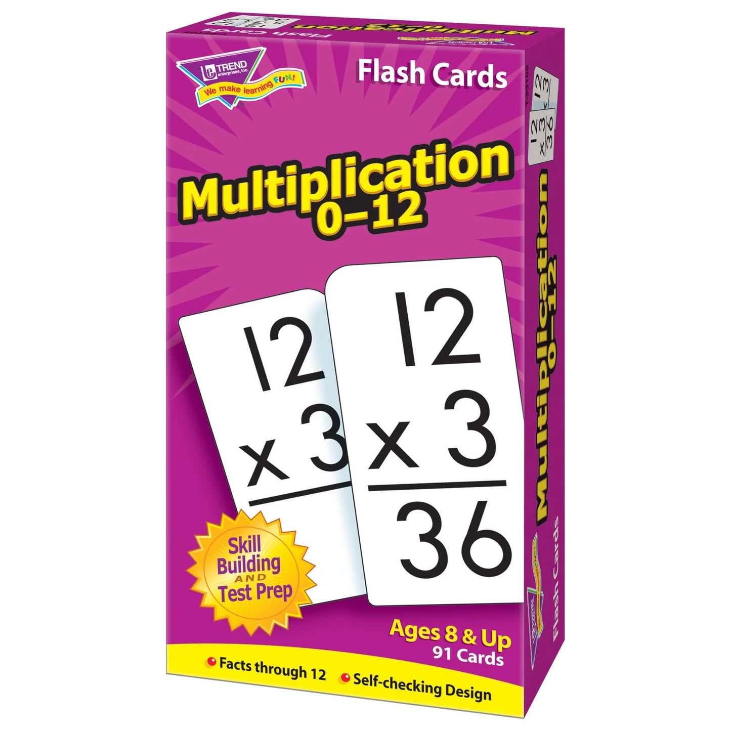 TREND ENTERPRISES: Multiplication 0-12 Skill Drill Flash Cards, Exciting Way for Everyone to Learn, Facts Through 12, Self-Checking, Great for Skill