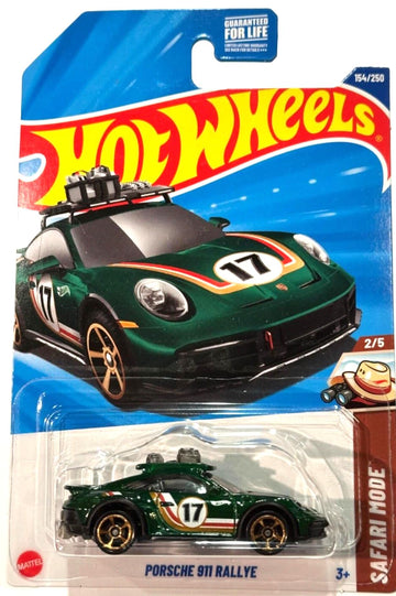 Hot Wheels Porsche 911 Rallye Diecast Car, Green, 1:64 Scale, Safari Mode 2/5, 154/250