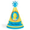Big Dot of Happiness Ducky Duck - Cone Happy Birthday Party Hats for Kids and Adults - Set of 8 (Standard Size)