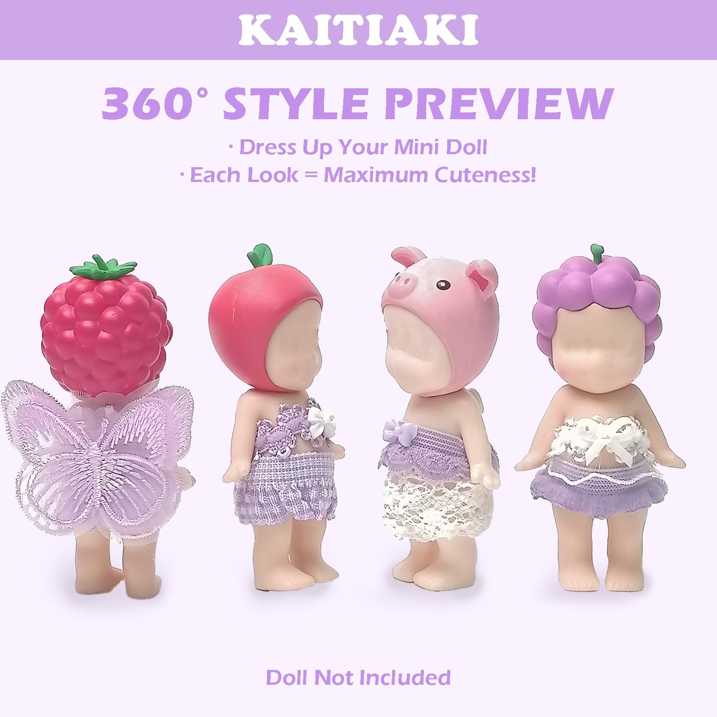 4 Sets Mini Doll Clothes for Sonny Angel, Tops and Skirts Fit for 3 Inch Collectible Dolls for Adult Collectors, Designed for Display and Decoration