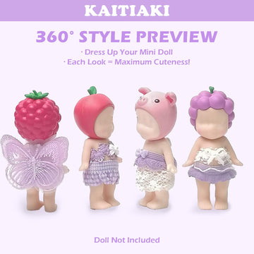 4 Sets Mini Doll Clothes for Sonny Angel, Tops and Skirts Fit for 3 Inch Collectible Dolls for Adult Collectors, Designed for Display and Decoration