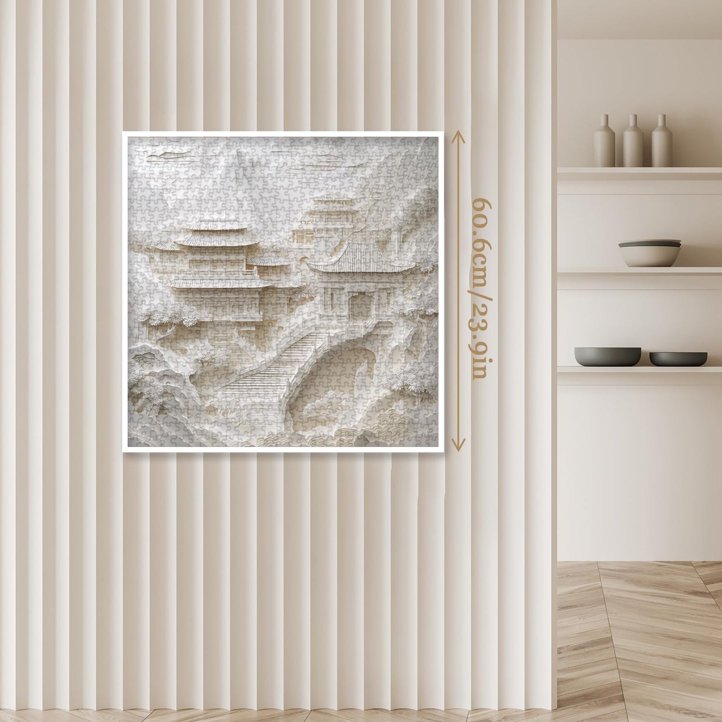 Larkipuzz 3 D White Landscape Paper Cut Puzzles for Adults 1000 Pieces