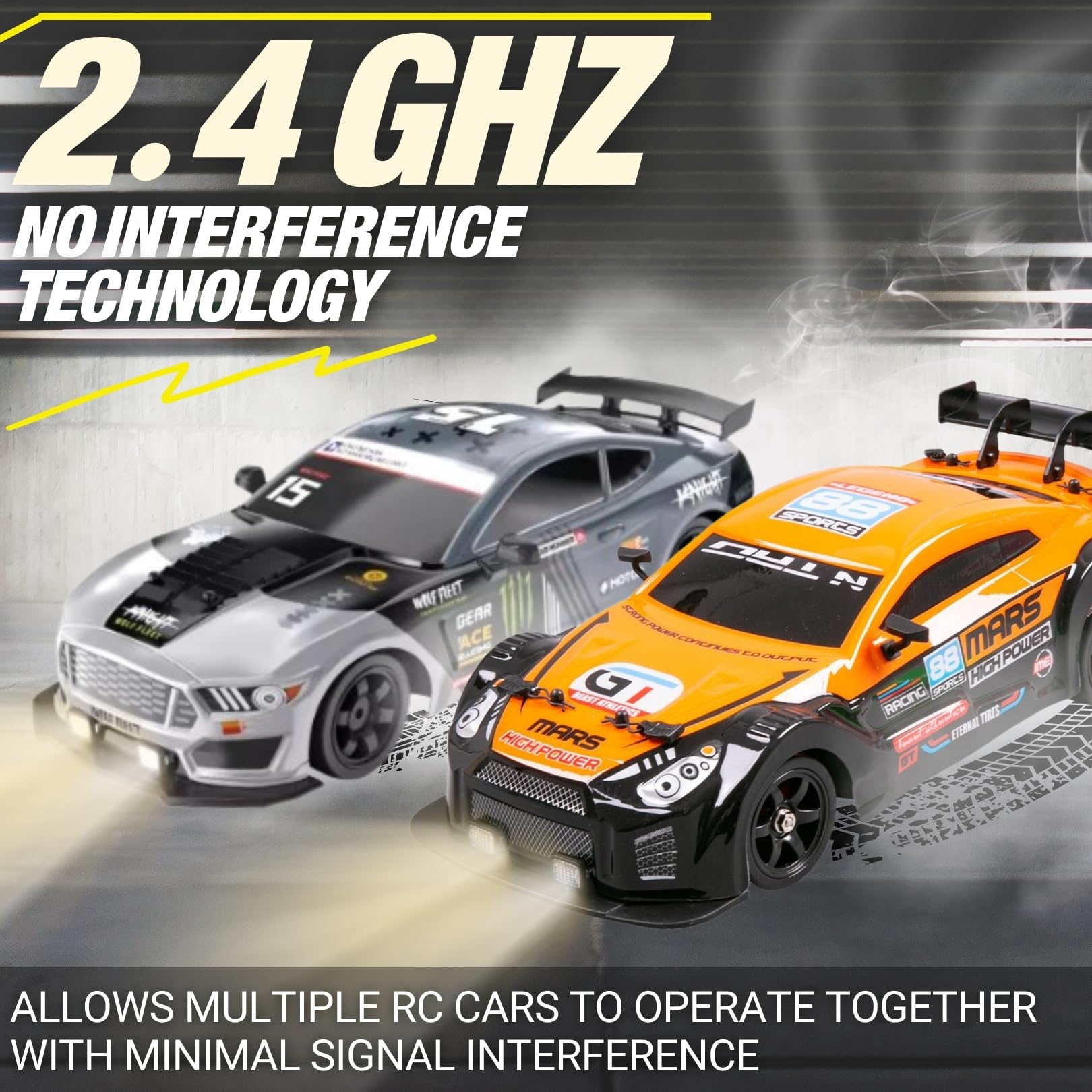 Liberty Imports RC Drift Car 1/16 2.4GHz 4WD Remote Control Sport Racing On-Road Vehicle with LED Light, Batteries and Drift Tires (Silver)