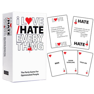 Teenie Tiny Tiki Games I Love/Hate Everything Party Card Game - Ice Breaker Cards and Conversation Starter Cards for Friends & Family - Fun