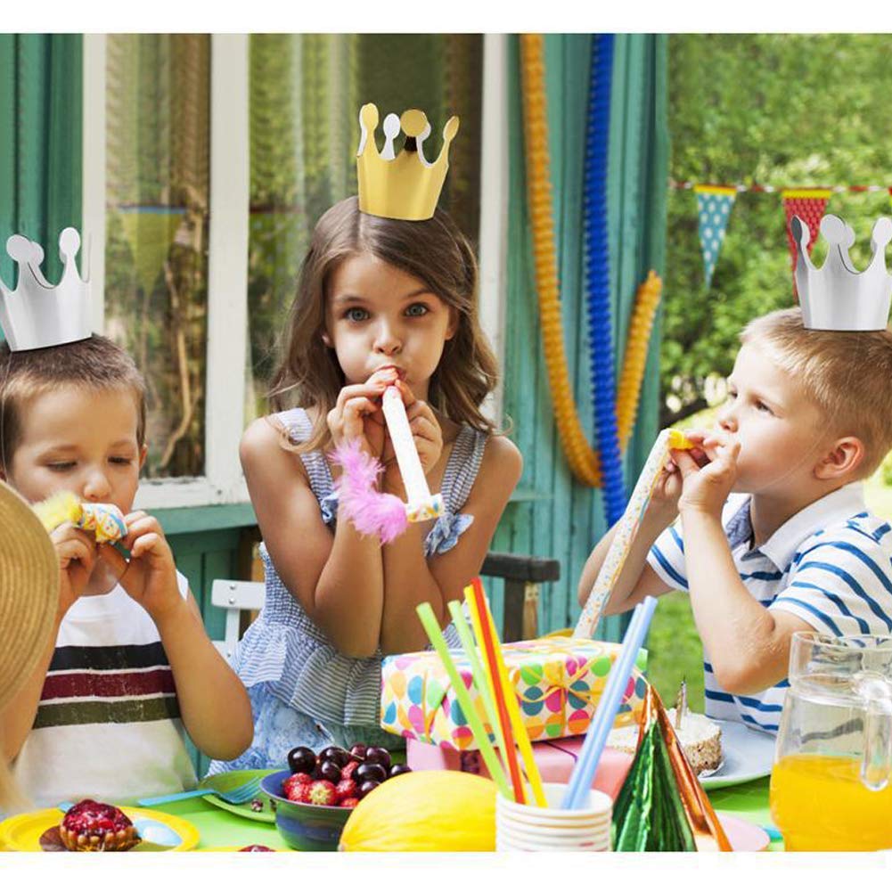 Yocharm 22 PCs Party Hats Birthday Crown Cone Hats DIY Party Favours Hat with Pom Poms Paper Mini Birthday Hats for Kids Adults