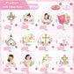24Pcs Baptism Decorations for Girls, Pink Floral Baptism Centerpieces for Tables, Baptism Decor Honeycomb Centerpiece Double Sided Table Toppers