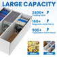 MZONGZI 3 Row Trading Card Storage Box - Holds 2400 Cards, Fits Toploaders & Magnetic Cases, Includes 50 Sleeves, 8 Dividers & 3 Supports - Sport Card