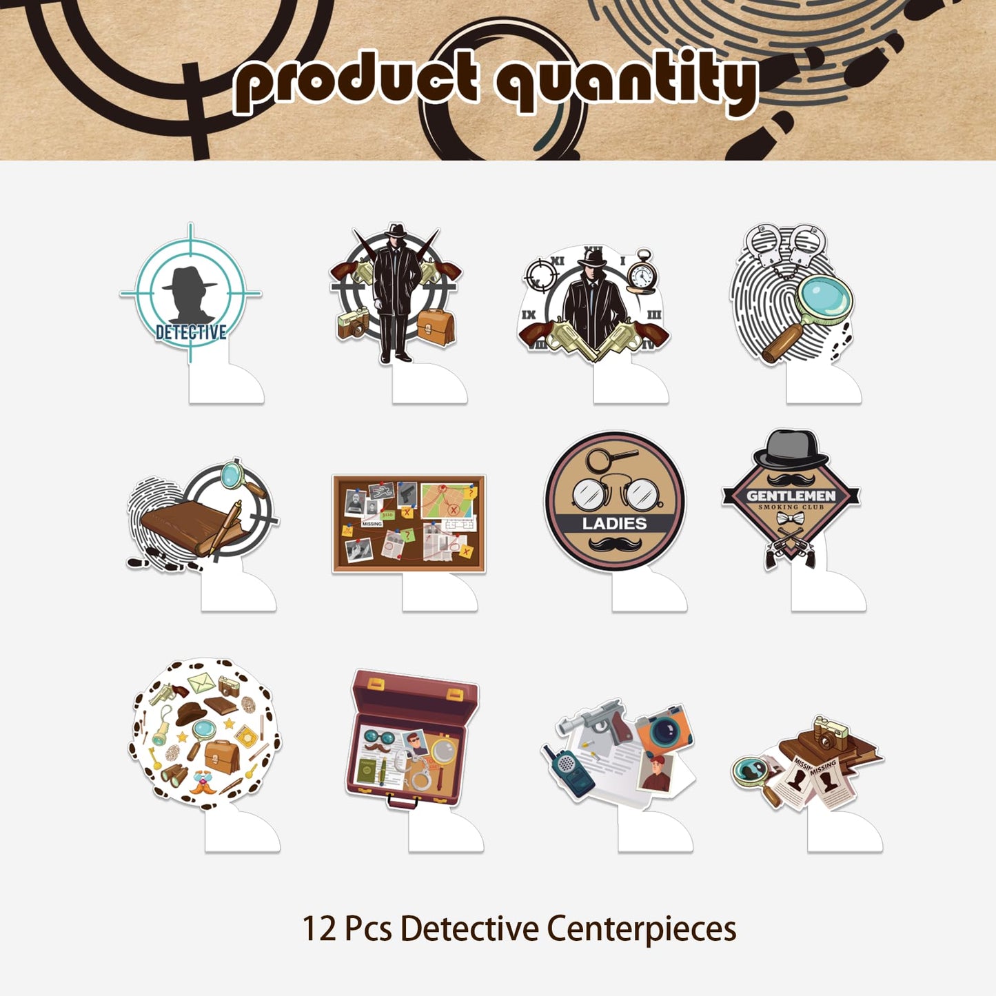 12 PCS Detective Honeycomb Centerpieces for Table Decor, Mystery Detective Table Decorations Table Toppers for Men Women Detective Party Decorations