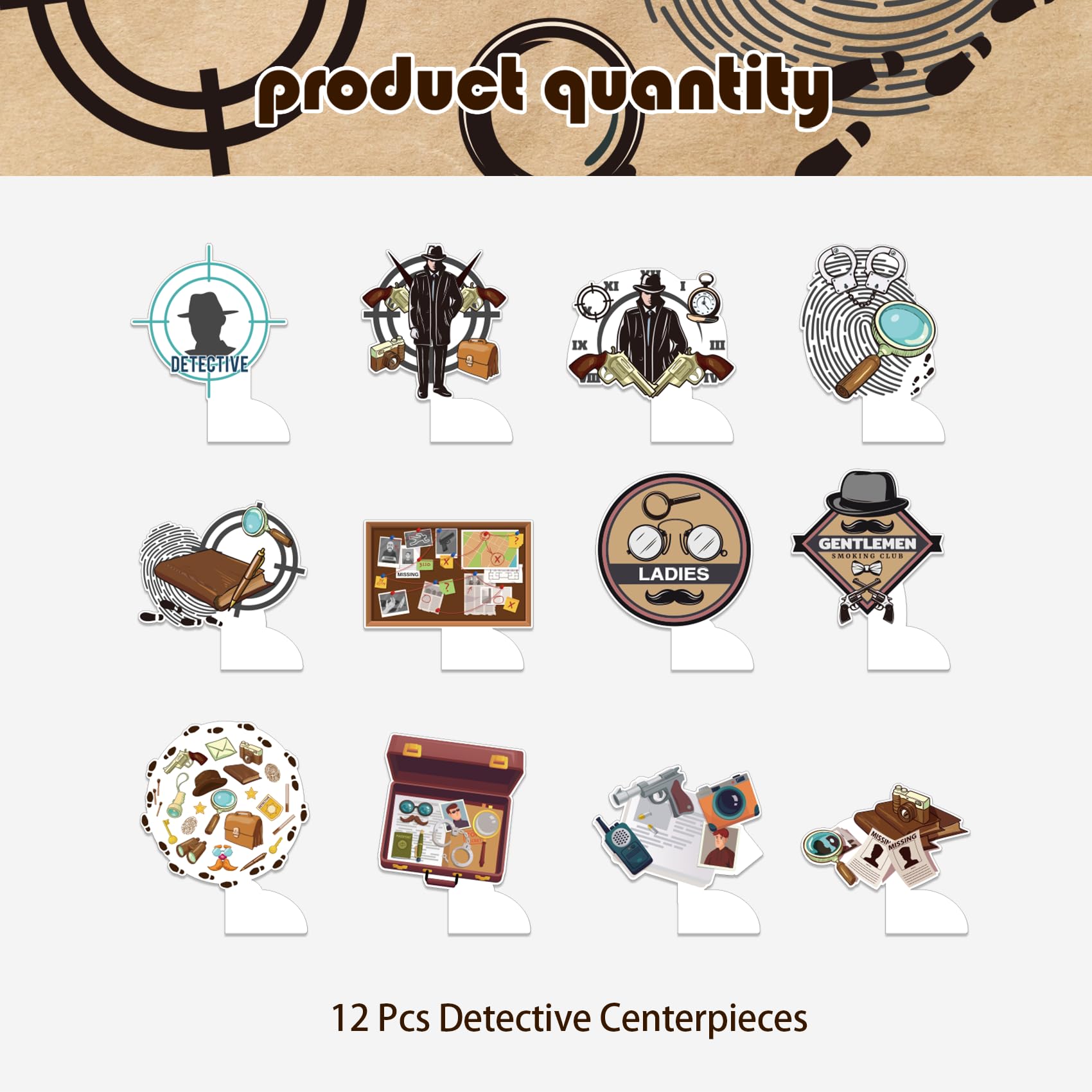 12 PCS Detective Honeycomb Centerpieces for Table Decor, Mystery Detective Table Decorations Table Toppers for Men Women Detective Party Decorations