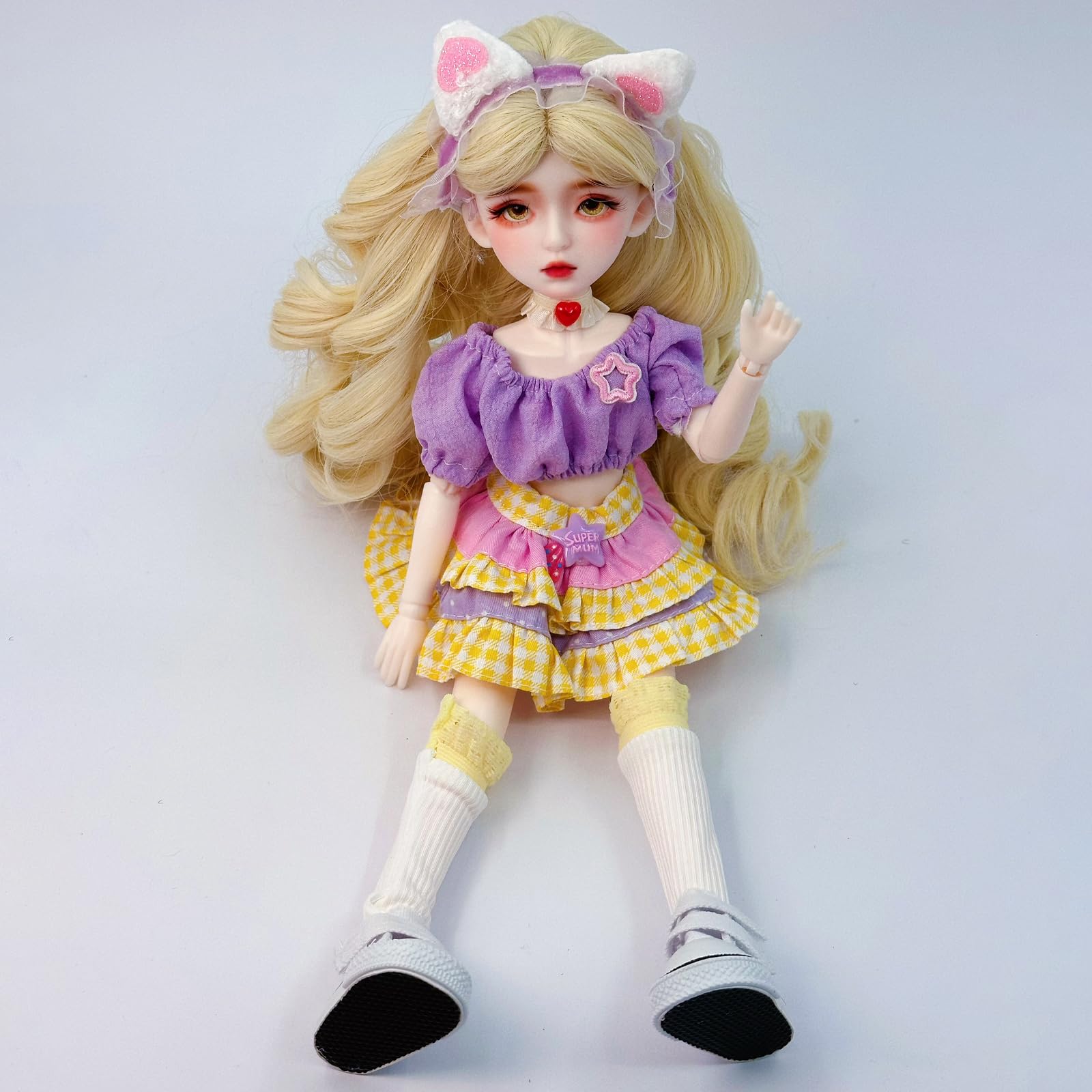 Linara 1/6 BJD Doll 12in Full Set with Dress Shoes Wig Makeup Christmas Birthday (Purple)