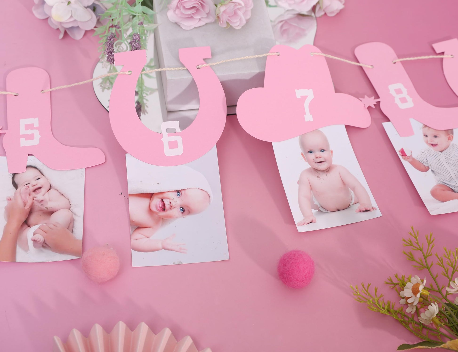 Cowgirl Monthly Photo BannerM,y First Rodeo 1st Birthday Decor