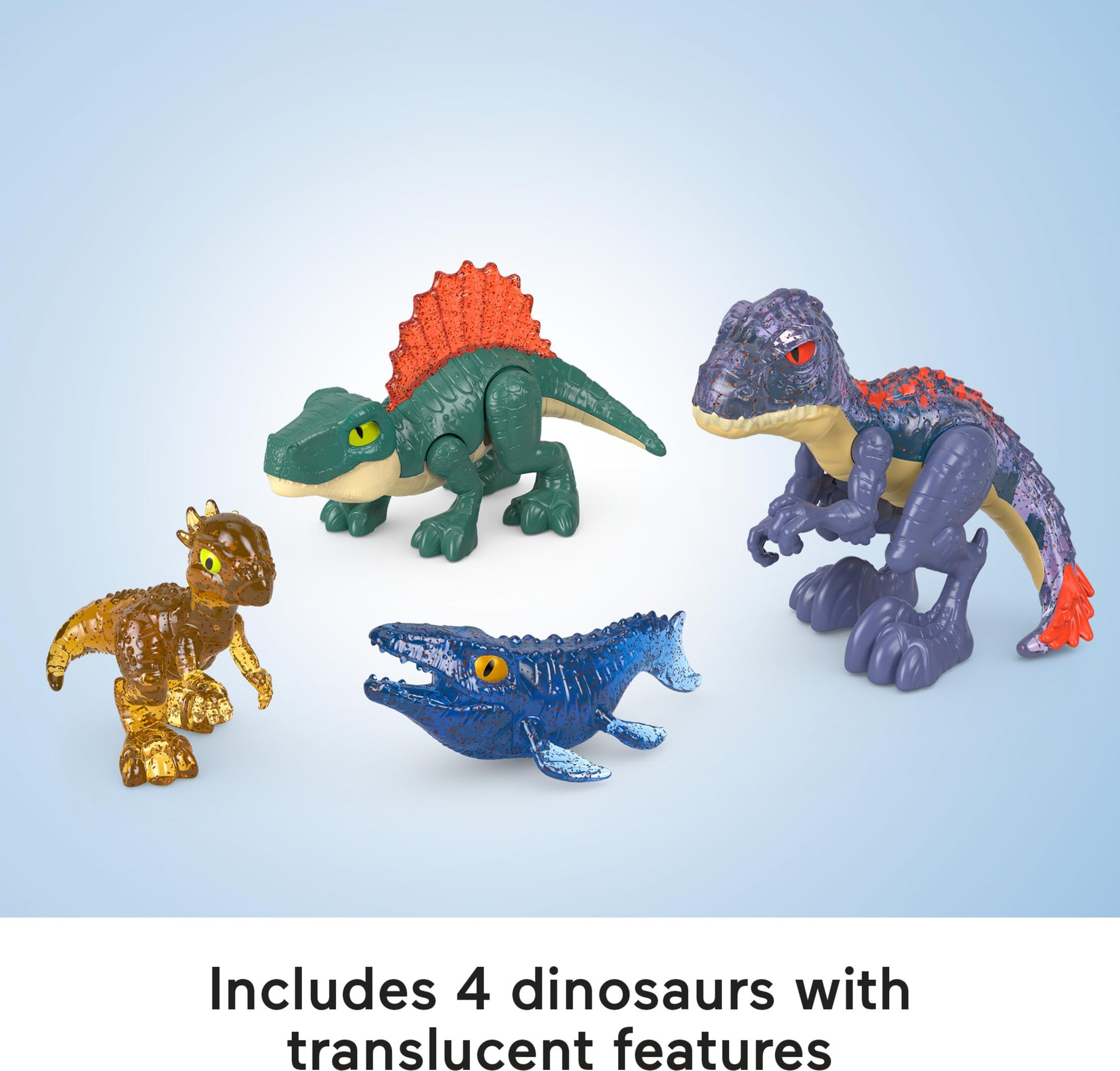Fisher-Price Imaginext Jurassic World Dinosaur Toys Evo-Scanner Multi-Pack 10-Piece Light-Up Figures Set for Ages 3+ Years