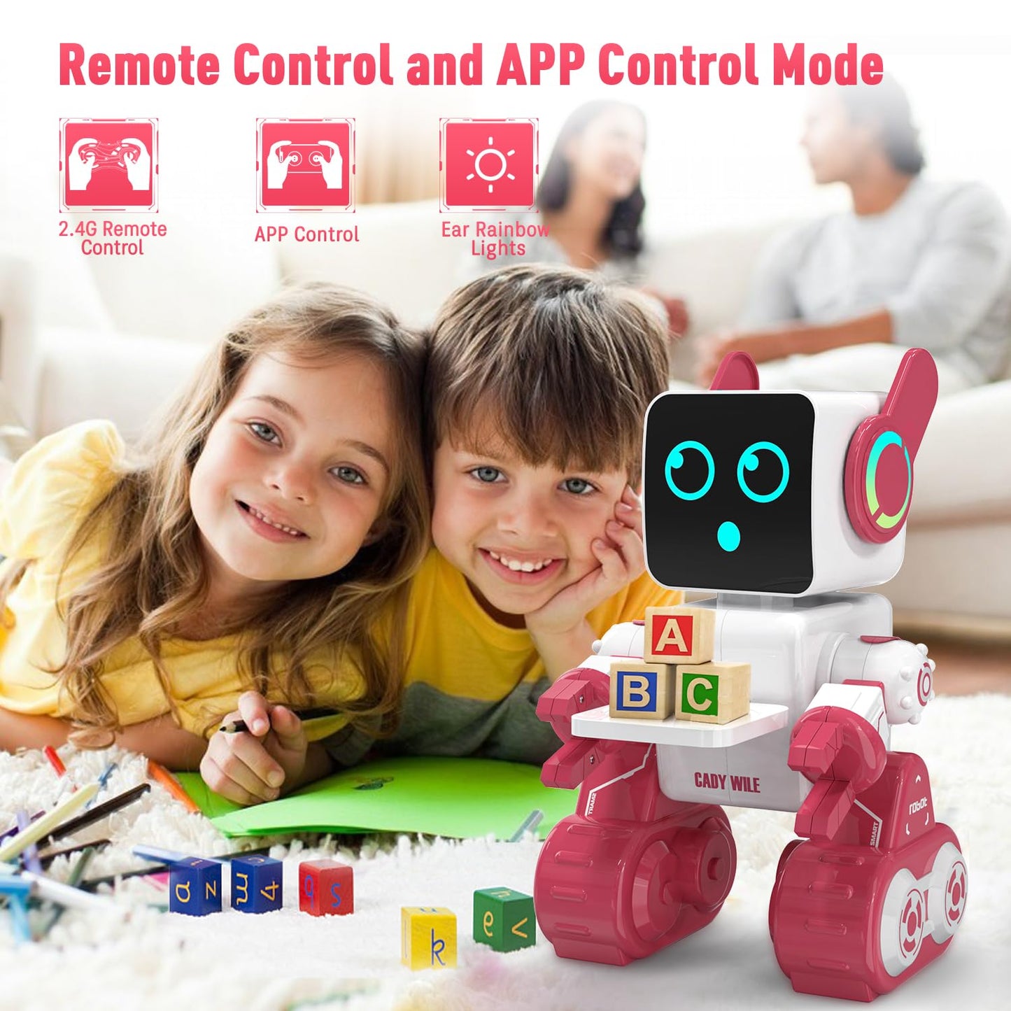 zechuan Robot Toy for Kids, Remote Control Intelligent Programming RC Robot, Suitable for Music, Dancing, Talk, Play for Girl and Boy (Pink)