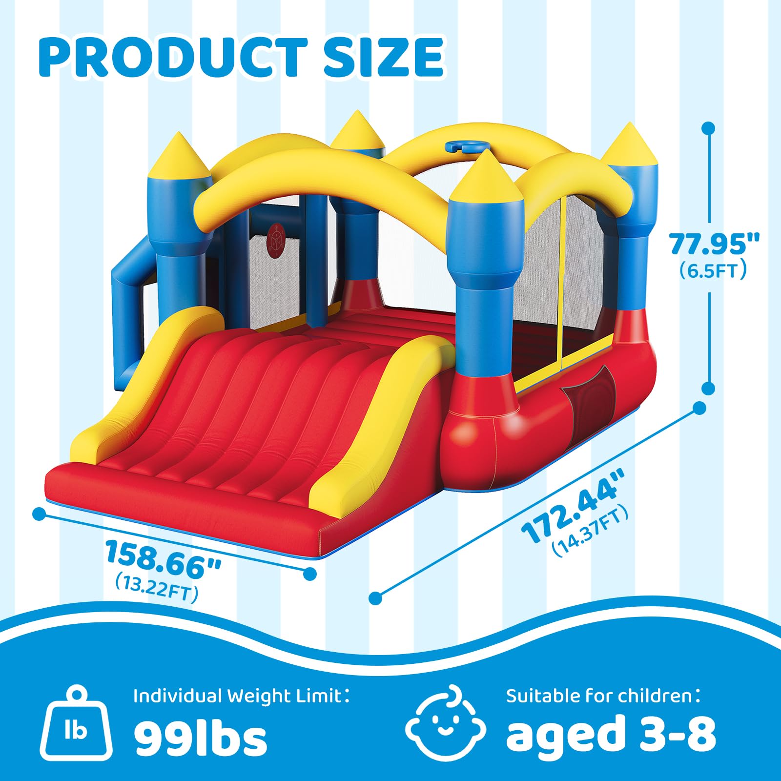 SunSwell Bounce Bouse, 14ft X 13ft Inflatable Bounce Castle with Slide for Kids with Slide for Indoor Outdoor, with Blower, Family Backyard Jumping